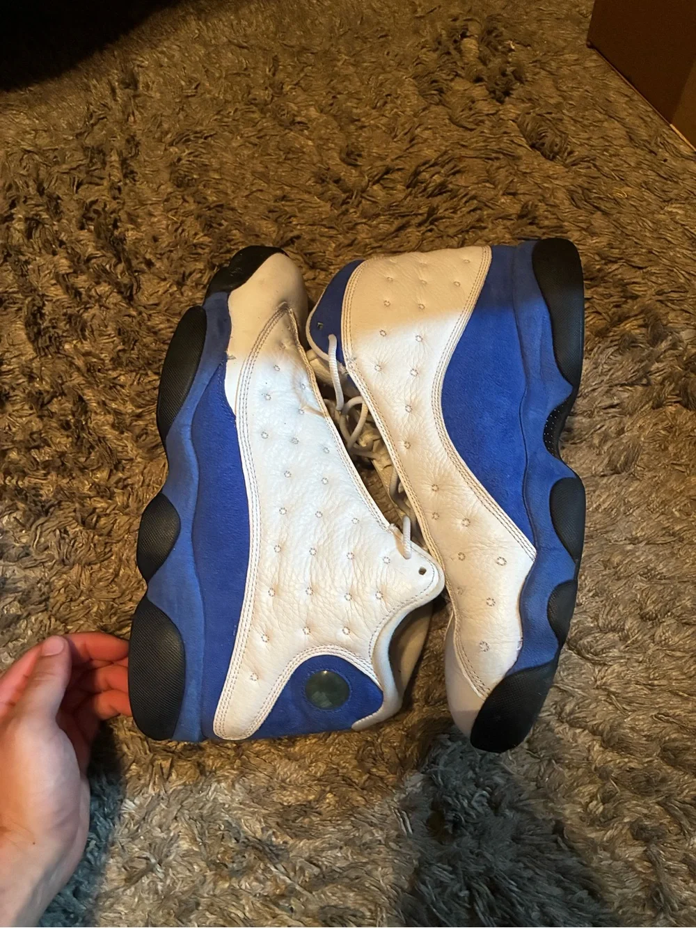 Jordan White and Blue Retro Basketball Shoes